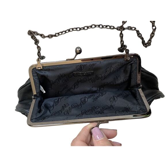whiting & davis mesh leather bag black convertible purse chain strap clutch - Picture 5 of 11